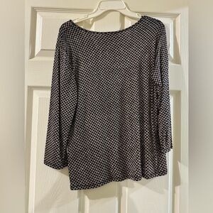 Black and White Sparkly Glittery Patterned Long Sleeve Top